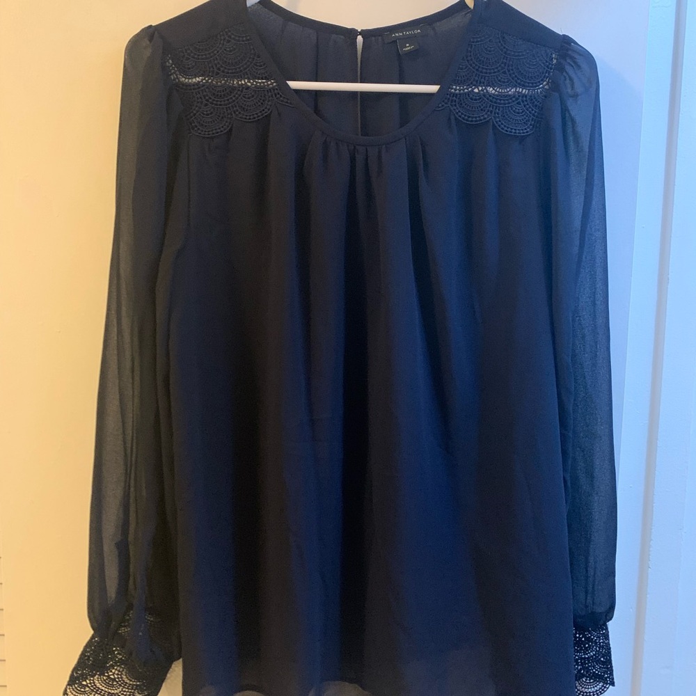 Ann Taylor Navy Blue Lace Women's Blouse